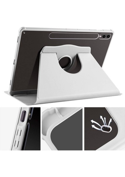 Casestreet Samsung Galaxy Tab S9 Plus SM-X810 Kılıf Standlı Katlanabilir Pu Silikon Tf2 Gri