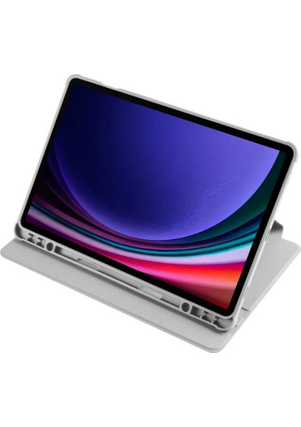 Samsung Galaxy Tab S9 SM-X710 Kılıf Standlı Katlanabilir Pu Silikon Tf2 Gri