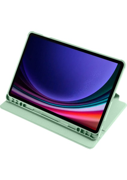 Casestreet Samsung Galaxy Tab S9 SM-X710 Kılıf Standlı Katlanabilir Pu Silikon Tf2 Yeşil