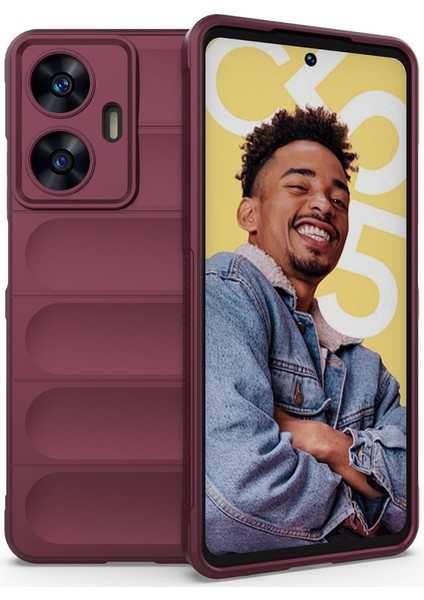 Realme C55 Kılıf Optimum Mat Kamera Korumalı Silikon Mürdüm