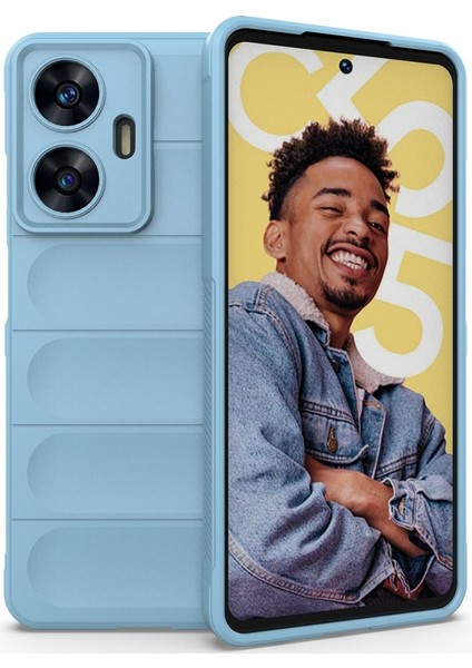 Realme C55 Kılıf Optimum Mat Kamera Korumalı Silikon Mavi