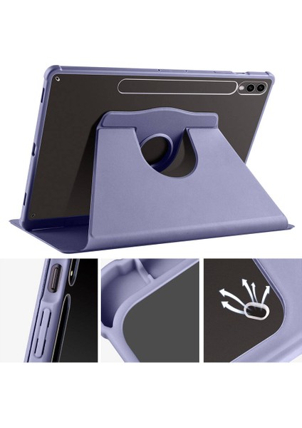 Case Street Casestreet Samsung Galaxy Tab S9 Plus SM-X810 Kılıf Standlı Katlanabilir Pu Silikon Tf2 Lavanta Grisi