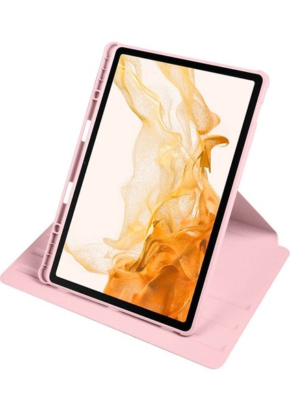 Samsung Galaxy Tab S9 Plus SM-X810 Kılıf Standlı Katlanabilir Pu Silikon Tf2 Açık Pembe