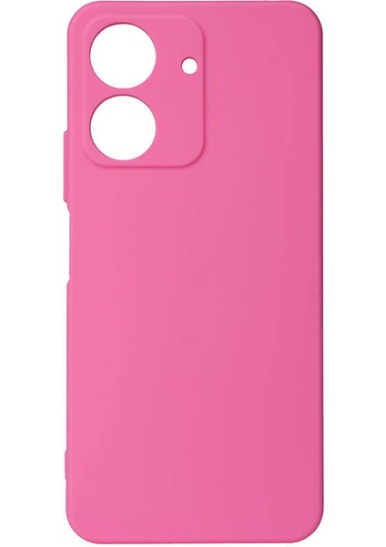 Xiaomi Redmi 13C Kılıf Biye Kamera Korumalı Mat Silikon Pembe Koyu