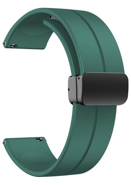 Amazfit Active Kordon Silikon Mıknatıslı Ayarlanabilir HS19 Koyu Yeşil