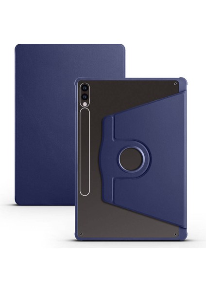 Samsung Galaxy Tab S9 Plus SM-X810 Kılıf Standlı Katlanabilir Pu Silikon Tf2 Lacivert