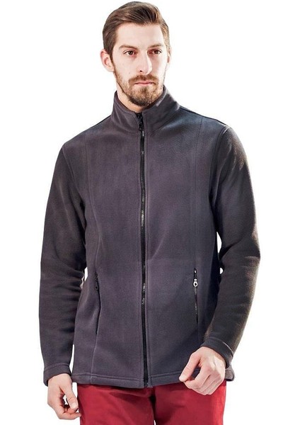 , Erkek Polar Mont, Koyu Gri -99E432- Fermuarlı, Cepli