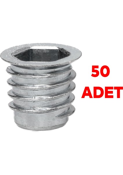 Metal Düz Dişli Dübel Ahşap Dübeli M8 10X15 Diş Çinko Mobilya Bağlantı Ünite Birleştirme (50 Adet)