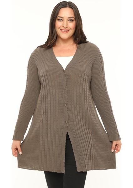 Triko Büyük Beden Cardigan Uzun Kadın Anne Dökümlü Hırka modelleri