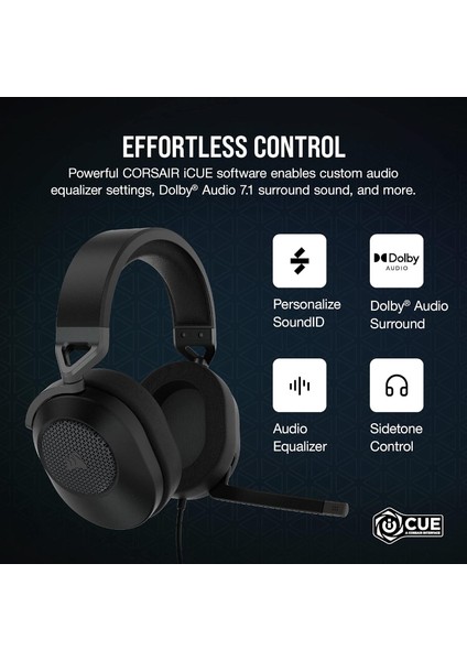 Corsaır CA-9011270-EU HS65 Surround Carbon Black Wıred Gamıng Headset