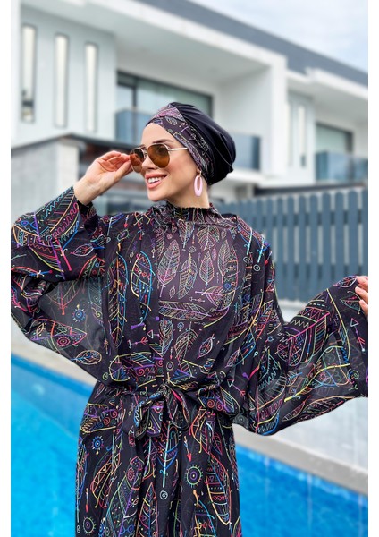 Remsa Tesettür Mayo Üzerine Tek Kaftan Kimono Pareo Yaprak Tema RP004B Zeynep fırsatları