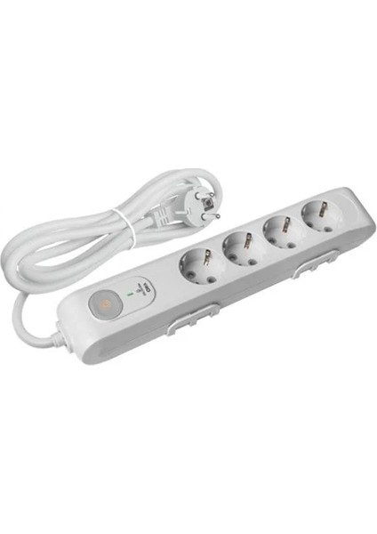 90 11 76 30 Multi-Let Dörtlü Şok ve Akım Korumalı Topraklı Kablolu Çocuk Korumalı Grup Priz - 1.5 Metre