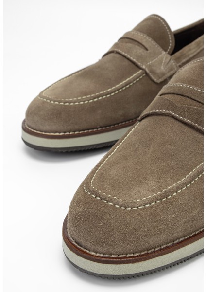 Erkek Bej Süet Deri Loafer Ayakkabı 383 5670 Erk Ayk Sk23/24