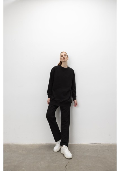 Oversize Basic 3 Iplik Diagonel Kumaş Şardonsuz Uzun Sweatshirt fiyatları