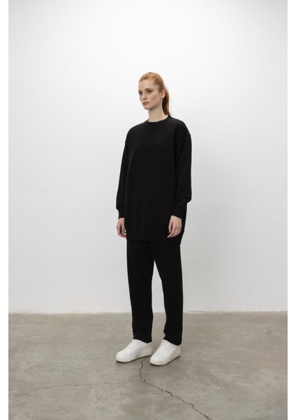 Oversize Basic 3 Iplik Diagonel Kumaş Şardonsuz Uzun Sweatshirt fırsatları