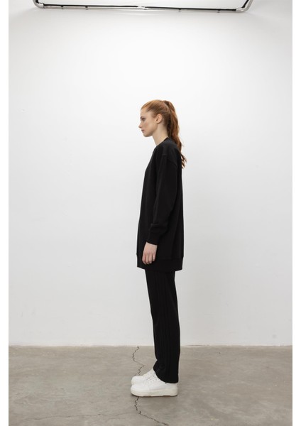 Oversize Basic 3 Iplik Diagonel Kumaş Şardonsuz Uzun Sweatshirt indirimleri