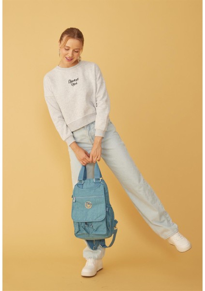 Kadın Kar Melanj Always You Baskılı Kısa Sweatshirt modelleri