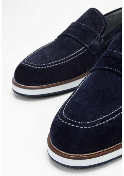 Erkek Lacivert Süet Deri Loafer Ayakkabı 383 5670 Erk Ayk Sk23/24 modelleri