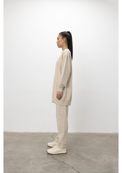 Oversize Basic 3 Iplik Diagonel Kumaş Şardonsuz Uzun Sweatshirt indirimleri