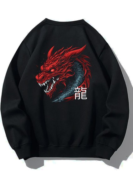 Brz Collection  Oversize Red Dragon Sweatshirt