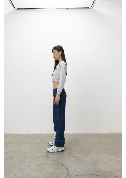 Santa Barbara Baskılı Kar Melanj Şardonlu Crop Sweatshirt fırsatları