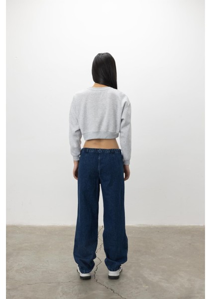 Santa Barbara Baskılı Kar Melanj Şardonlu Crop Sweatshirt indirimleri