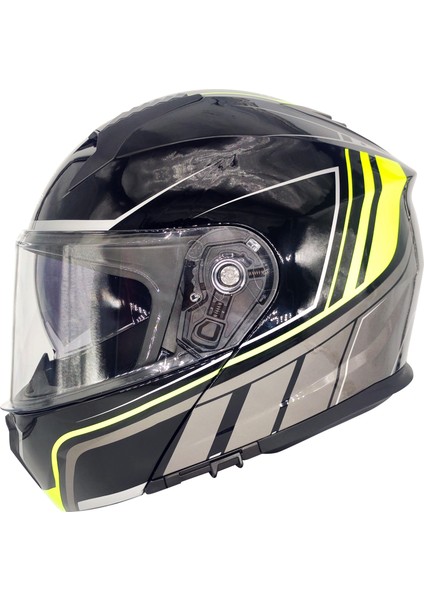 Prohelmet Çene Açılır Siyah Sarı Motosiklet Kask