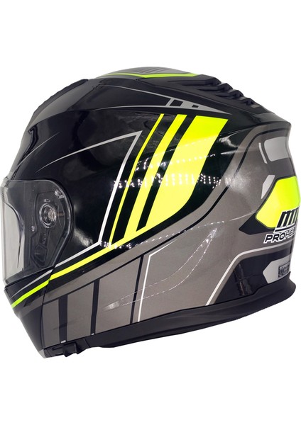 Prohelmet Çene Açılır Siyah Sarı Motosiklet Kask