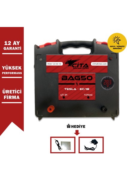 Çita - Elektrikli Çit Makinesi (Sensörlü - Dijital Ekranlı) Ayı, Domuz Kovucu [Büyük Model]