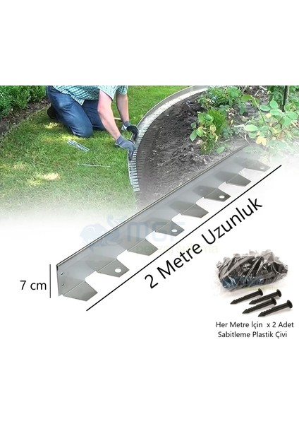 Esnek Kıvrılabilir Metal Galvaniz Çim Ayırıcı 8 Mt. (2mt x 4 Adet) Çim Sınırlayıcı Çim Ayracı Çim Ayırıcı modelleri