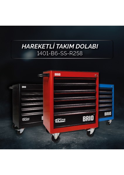 Hareketli Tekerlekli Takım Dolabı Takım Arabası 6 Çekmeceli Kilitli Pro Ss 258 Parça Kırmızı Dolu fiyatları