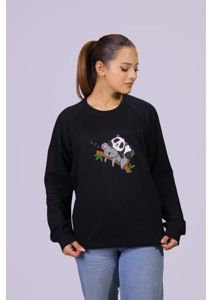 Panda And Koala Temalı Özel Tasarım Reklam Kol Sweatshirt