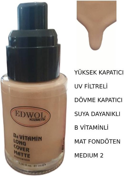 Ultra Cover Kong Cover Matte Foundatıon Medıum 2 Yüksek Kapatıcı Mat Fondöten 40ML