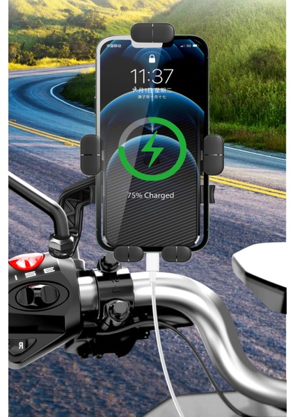 Darbe Emici Telefon Tutucu Motosiklet Scooter Için 4-7inç Telefon Uyumlu