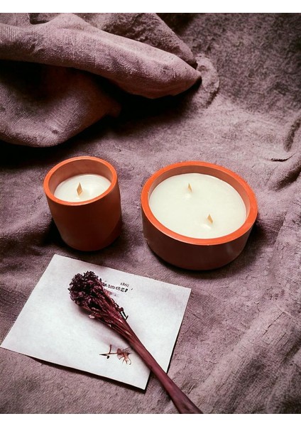 Bumbum 2'li Özel Seri Soya Wax %100 Naturel Renkli Beton Saksılı Kahve Kokulu Candle Dekoratif Mum Handmade El Yapımı
