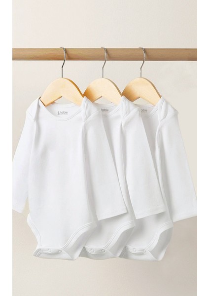 %100 Organik Pamuk 3lü Uzun Kollu Bebek Body