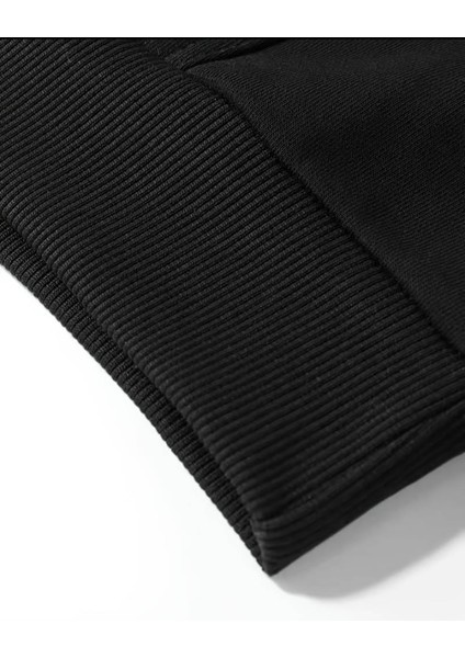 Street Wear Cartoon Rabbit Baskılı Oversize Siyah Kapşonlu Hoodie Sweatshirt modelleri