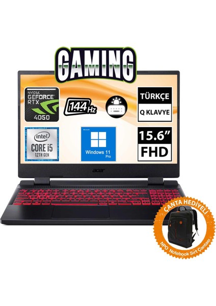 Nitro 5 AN515-58-588W NH.QLZEY.007A17 I5-12450H 32GB 1tbssd RTX4050 15.6" Fullhd W11P Taşınabilir BILGISAYAR-CNT018