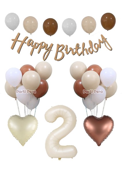 Kraft Happy Birthday Yazı Retro Kalp Folyo Balon Doğum Günü Seti