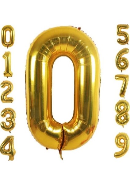 0 Yaş Doğum Günü Parti Kutlama Rakam Folyo Balon Altın Renk 36 cm 16 Inç modelleri