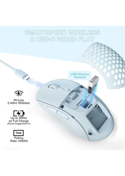 AJ199 Kablosuz Oyuncu Mouse Paw 3395 26000 Dpı modelleri