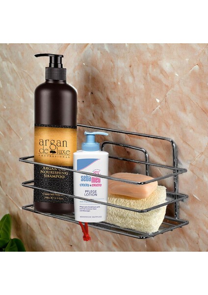 Banyo Duş Rafı Şampuanlık Köşelik Kare Krom Tek Katlı Malzemelik Organizer Düzenleyici Mutfak Eşya Rafı