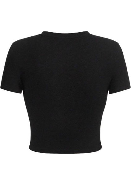 Y2K Slogan Baskılı Siyah Crop fiyatları