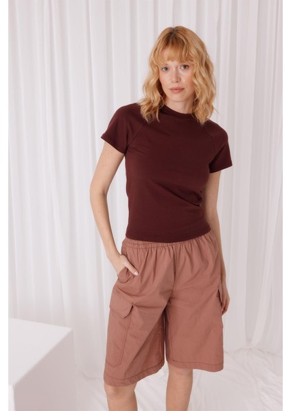 Kadın Baskılı Çikolata Kısa Kollu T-Shirt fırsatları