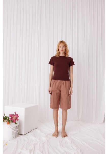 Kadın Baskılı Çikolata Kısa Kollu T-Shirt indirimleri