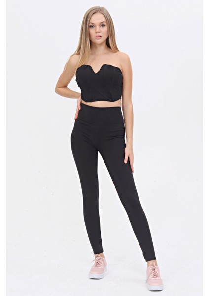 Toparlayıcı Dalgıç Şardonlu Kışlık İçi Pamuklu Spor Tayt