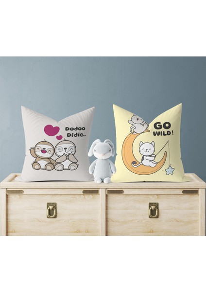 Bebek Çocuk Odası Yastıklı Kırlent Kılıf 2'li DS66 30X30 cm