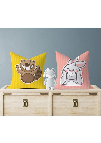 Bebek Çocuk Odası Yastıklı Kırlent Kılıf 2'li DS93 30X30 cm