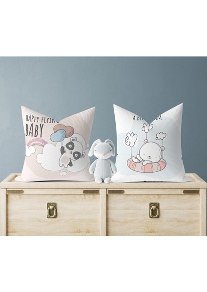 Bebek Çocuk Odası Yastıklı Kırlent Kılıf 2'li DS97 30X30 cm