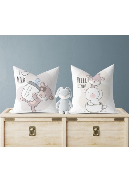 Bebek Çocuk Odası Yastıklı Kırlent Kılıf 2'li DS98 30X30 cm